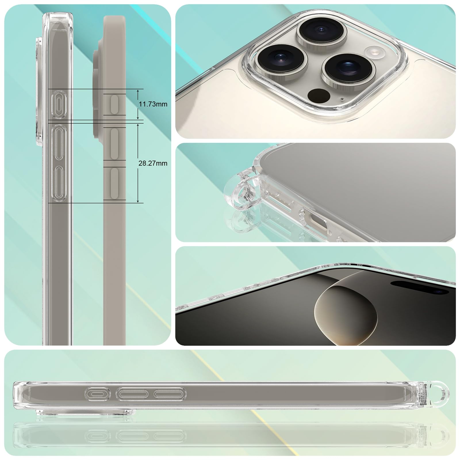 Custodia Trasparente Con Cordino Per IPhone 16 Pro 6,3'' - Antiurto, Antigraffio, Regolabile, Beige - Foto 12