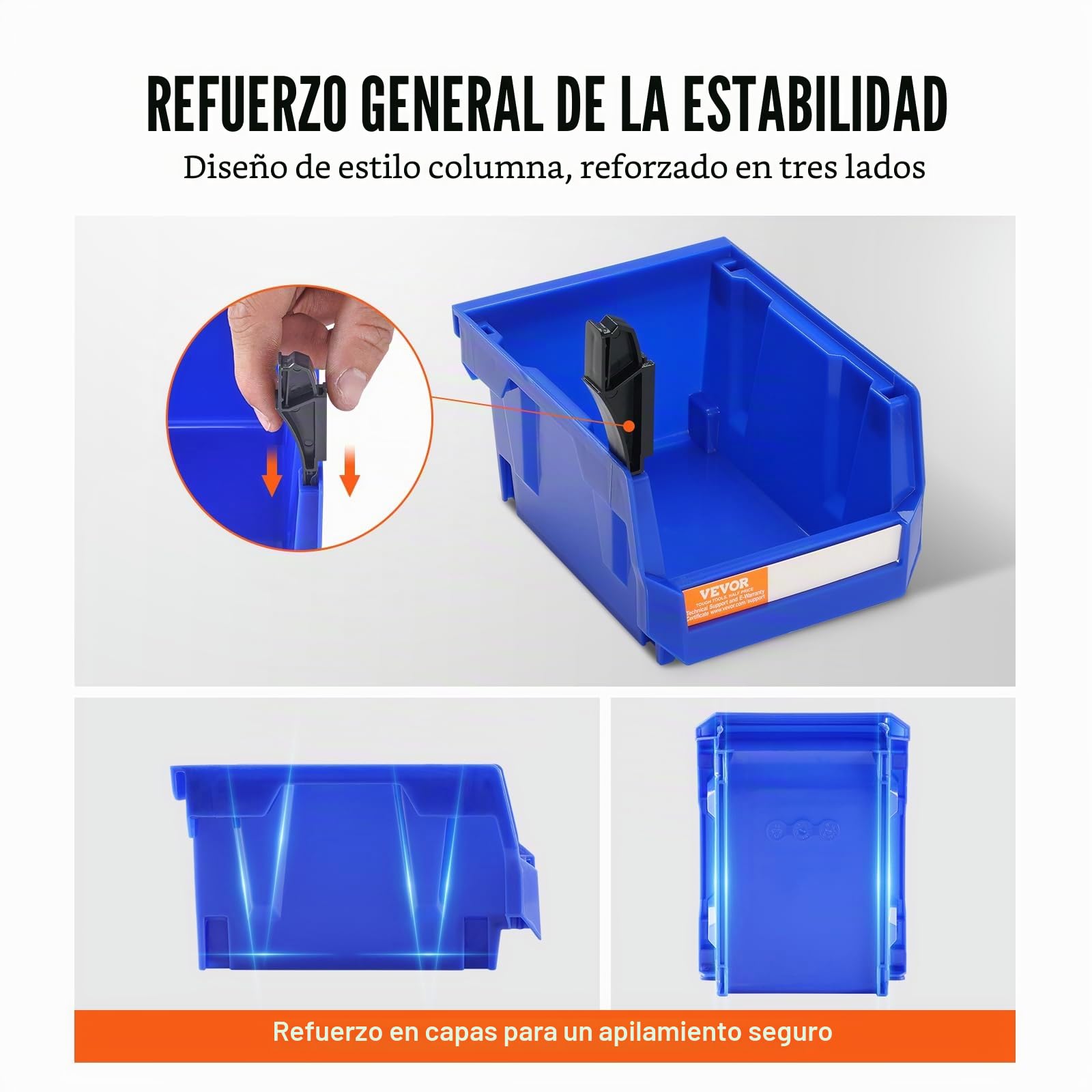 VEVOR Contenedor de Pernos 24 Cajas de Almacenamiento Apilables para Taller 137 x 105 x 78 mm Combinación Azul/Roja Contenedor de Herramientas para Armario, Cocina, Oficina, Despensa, Estante, Pared