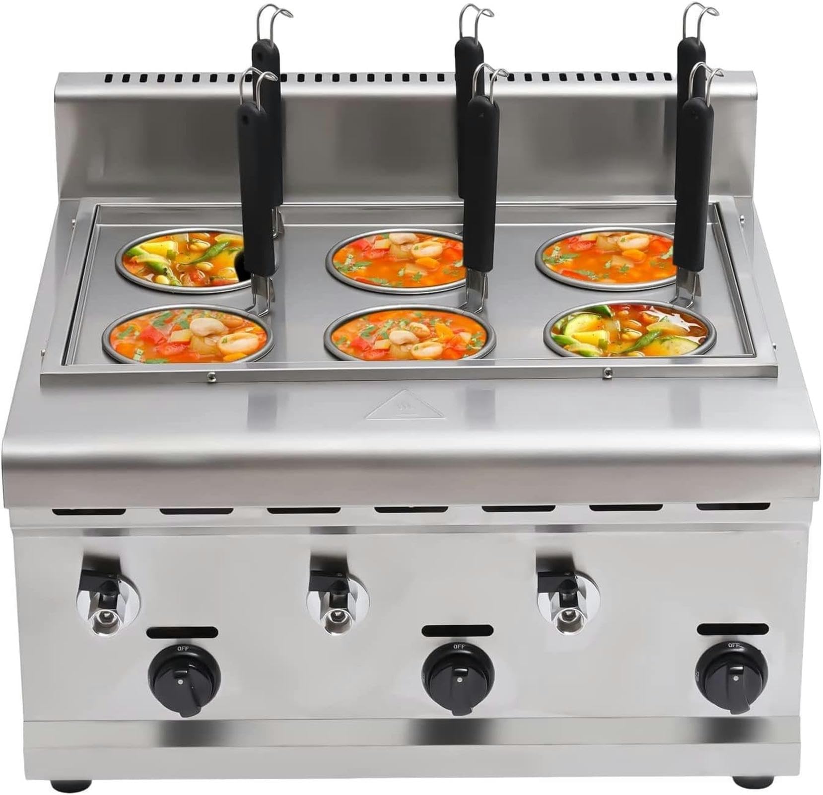 HTTGDGDH 6 Holes Table Top Noodles Pasta Cooker,Noodle Machine, Lp Gas Commercial Pasta Cooking Machine, Stainless Steel,For Restaurant Hotel,