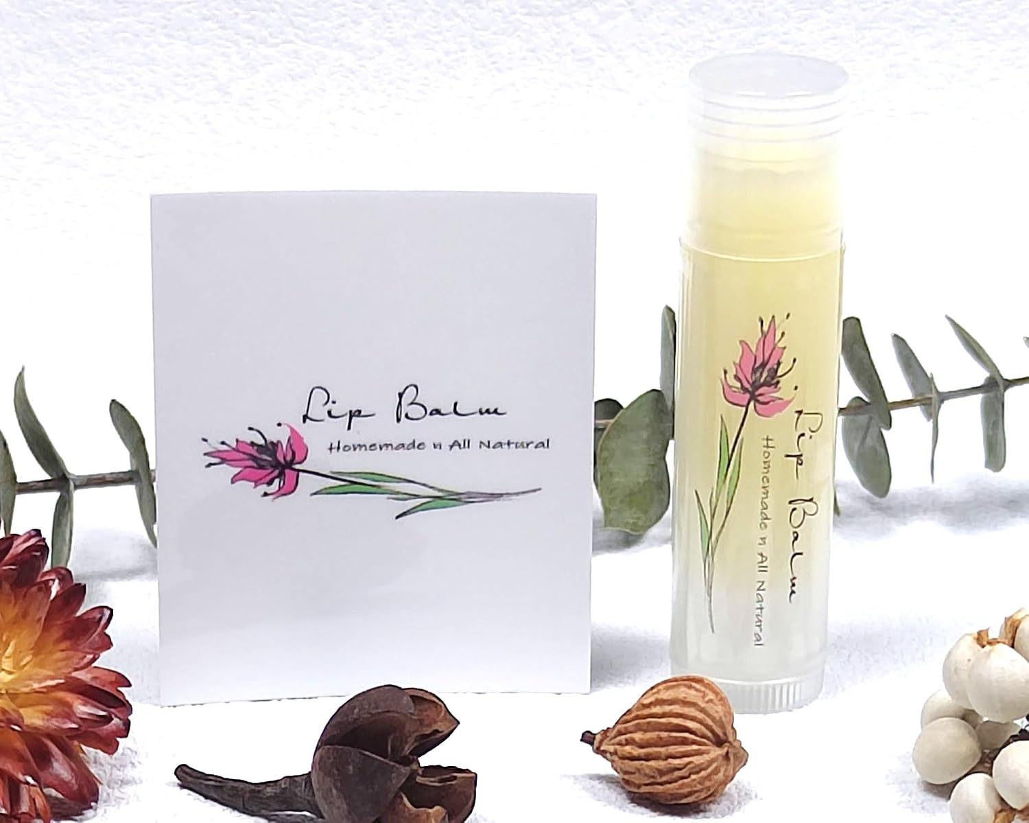 Homemade Skincare Products Adhesive Labels Stickers for Lip Balm Container Tubes 20pcs (Clear Sketchy Flower)
