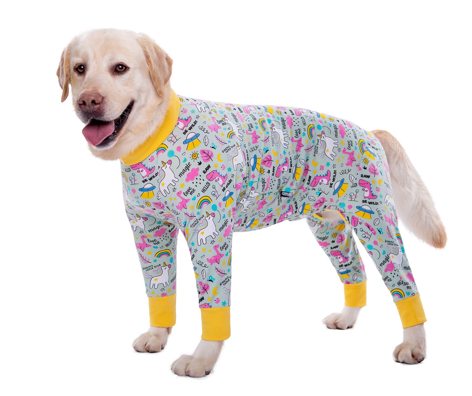 Cotton 4-Legged Dog Recovery Suit, Anti Hair Shedding Onesie Pajamas, After Surgery Protective Weaning Jumpsuit for Small Medium Large Dogs_34(Pink Little Dinosaur) — image 1