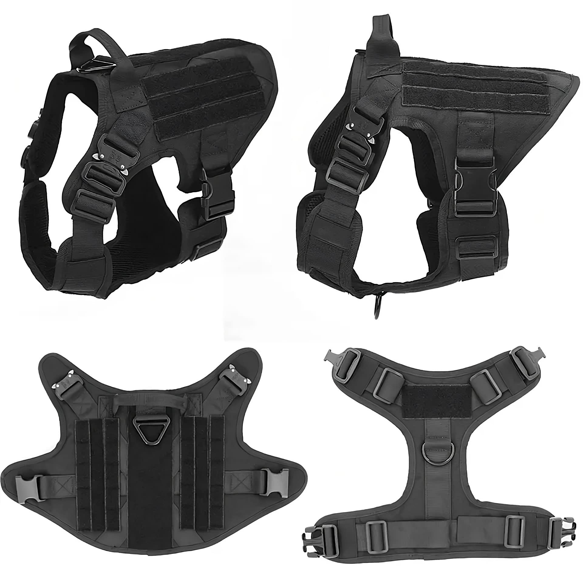 Special Force - Arnés táctico para perros medianos y grandes con asa, arnés de seguridad ajustable acolchado (verde oscuro, XL)