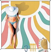 Vista 29 de Manta de playa impermeable a prueba de arena, extra grande, 79 x 83 pulgadas, 120 x 108 pulgadas, para 1-8 adultos, de secado rápido, duradera