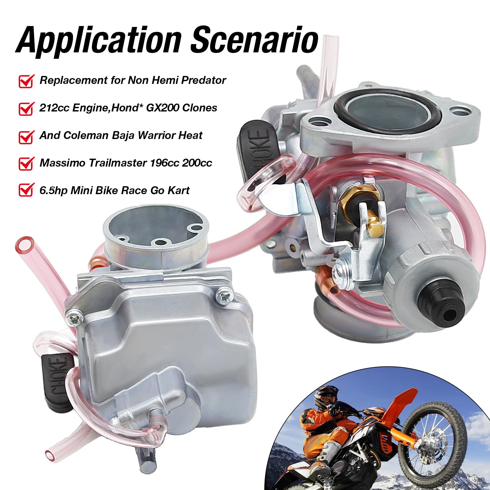 Mini Bike Gas Tank Go Kart Parts VM22 26mm Carburetor & Air Filter - Foto 5