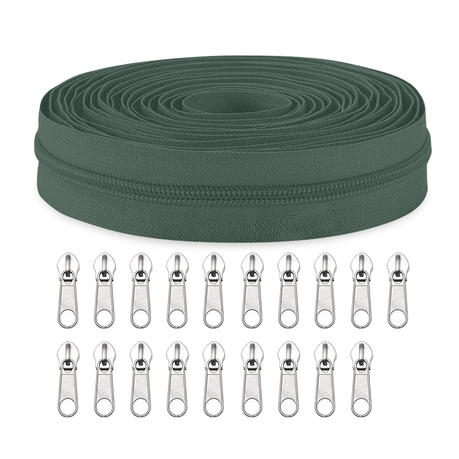 Sawoake #3 Nylon Coil Zippers by The Yard Bulk 10 Yards with 20pcs Zipper Sliders for DIY Sewing Tailor Craft Bag Garment Home Textile…(Cinerous)