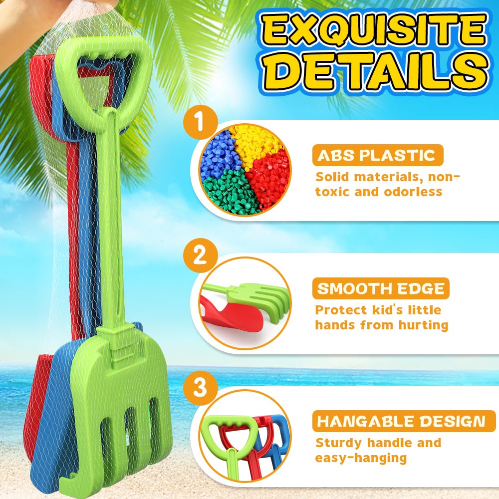 Jumbo Beach Shovels Spade Toys Set for Kids 16" Long Sturdy Handle ABS Plastic Sand Scoop - Image 3