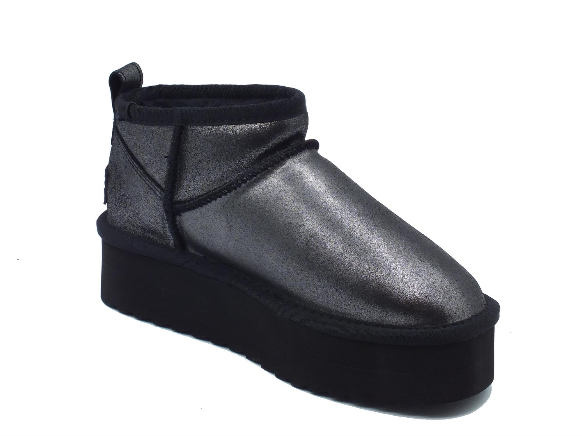 Colors of California HC.YWPLAMET Black mammuttini per Donna in Tessuto Nero con Pile Zeppa Bassa