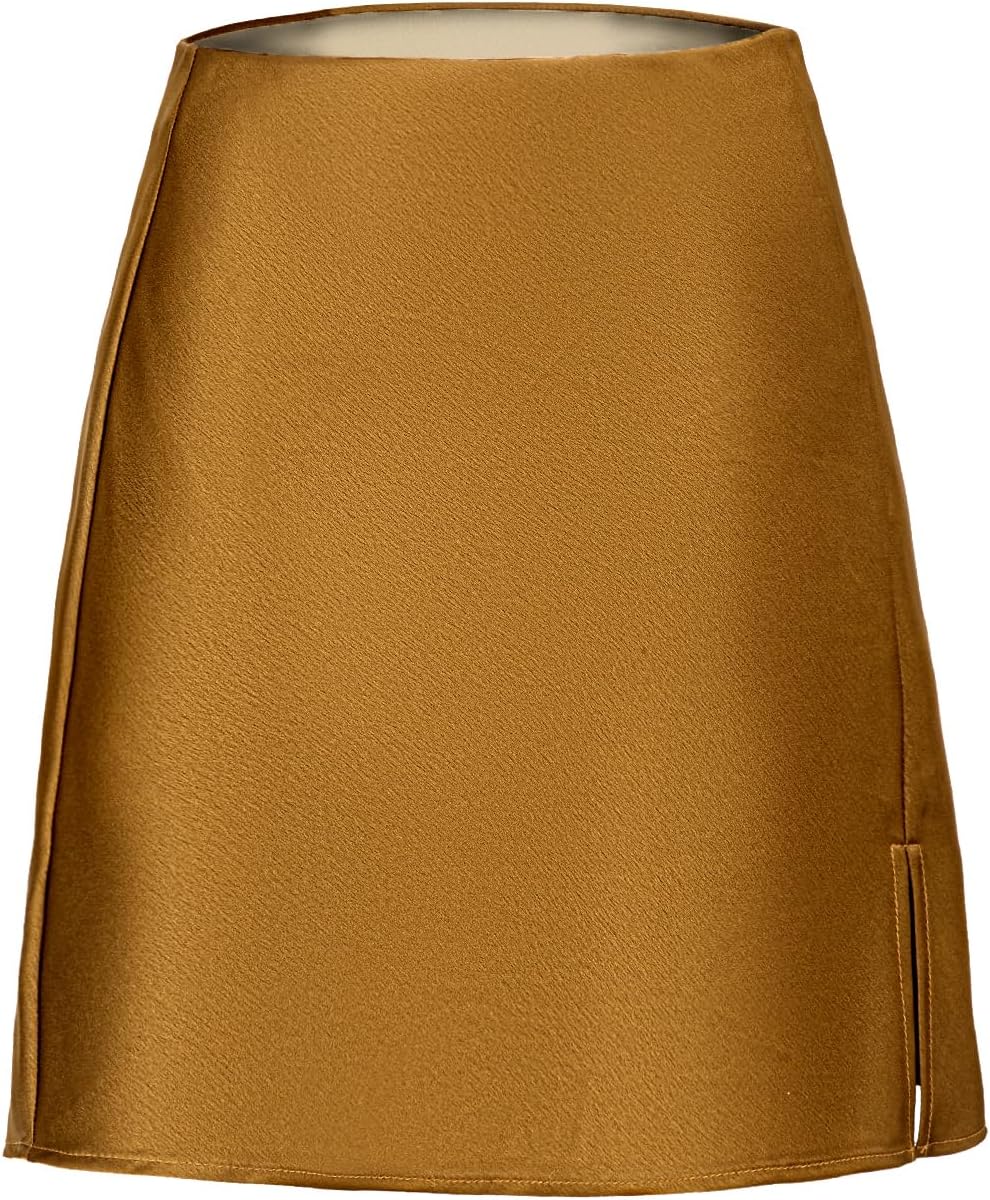 Women's Mini Skirt Satin High Waisted Sexy Slit Front Silk Casual A-Line Elastic Waistband Short Skirts - Image 5