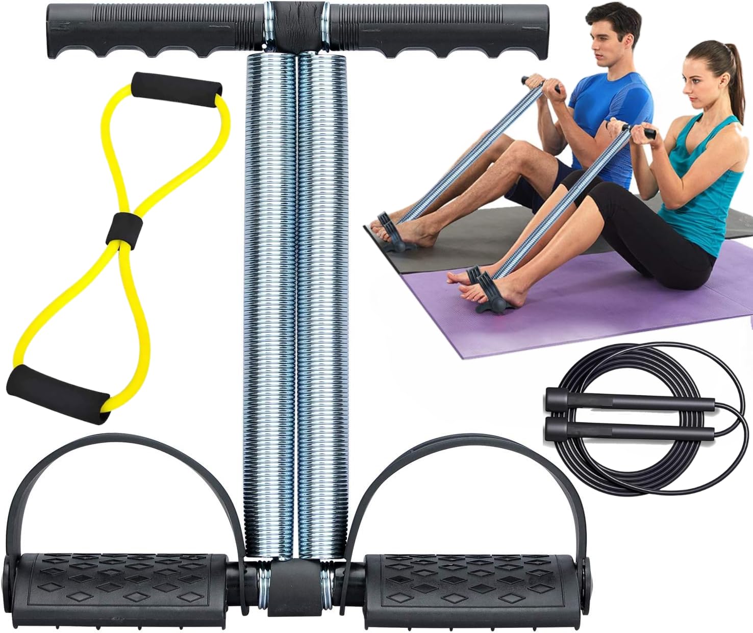 Double Spring Tummy Trimmer Men and Women for Abs Workout Stomach Exercise Machine for Women and Men Exercise in Gym, Home for Abdominal, Belly Exercise Waist Trimmer, (Black) (DOUBLE SPRING TUMMY TRIMMER)