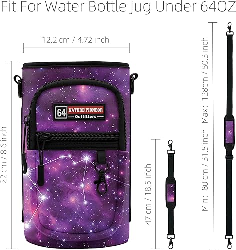 Miniatura 50 de NATURE PIONEOR Water Bottle Holder with Strap,Water Bottle Carrier Bag Sling Sleeve with Adjustable Shoulder Strap & Handle and Large Phone Pocket