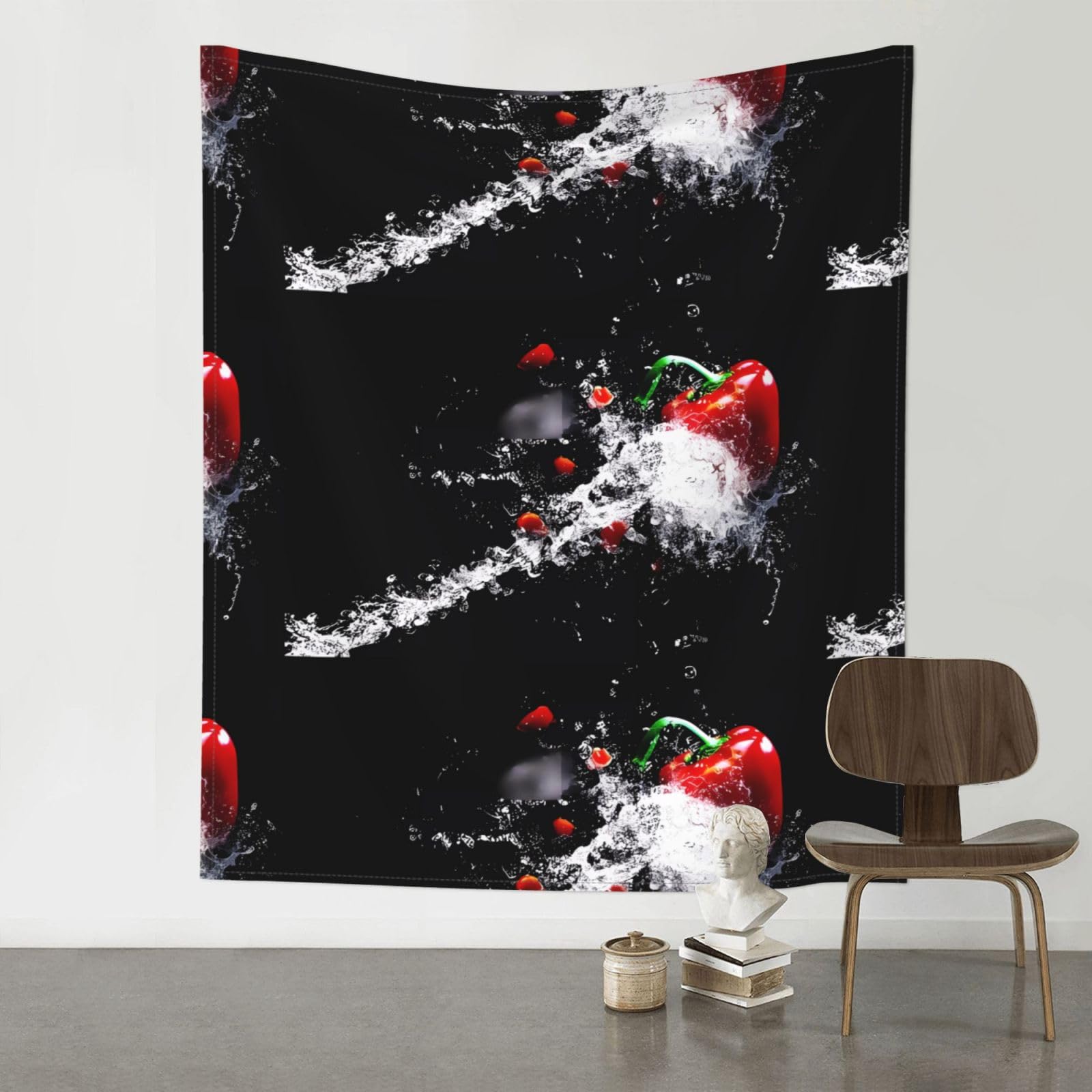 YYHWHJDE Paprika Water Splashes Prints 60x51in Wall Tapestry – Boho Decor Throw Blanket for Bedroom, Dorm, Beach Cover, Picnic & More