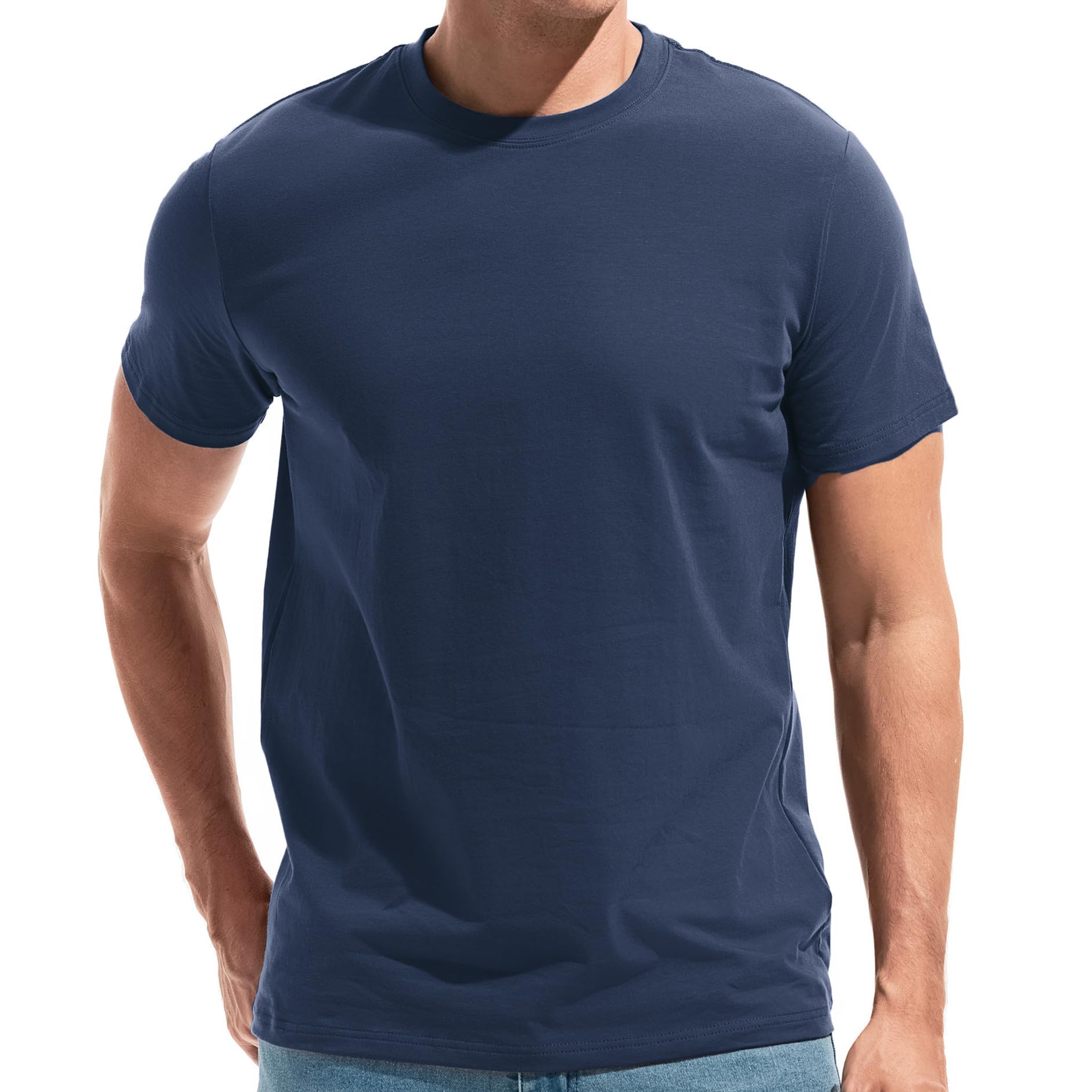 VEIISAR Herren Baumwoll T-Shirt (190g) - Mitteldickes Basic mit Rundhals, Weich & Dehnbar - Bequemer