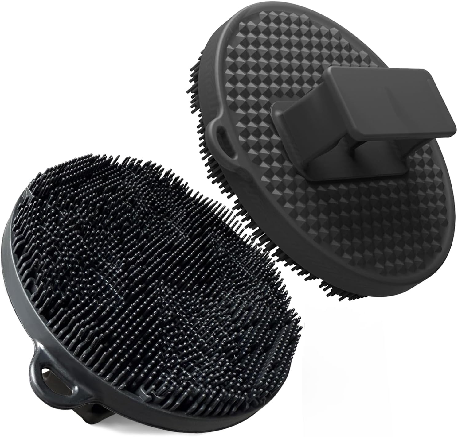 Silicone Body Scrubber-Silicone Shower Brush for Gentle Exfoliating & Lathering with Body Scrub & Wash, Durable & Hygienic, Deep Cleansing Exfoliator for All Skin Types - Shower Essential(1Pack.black) image 2