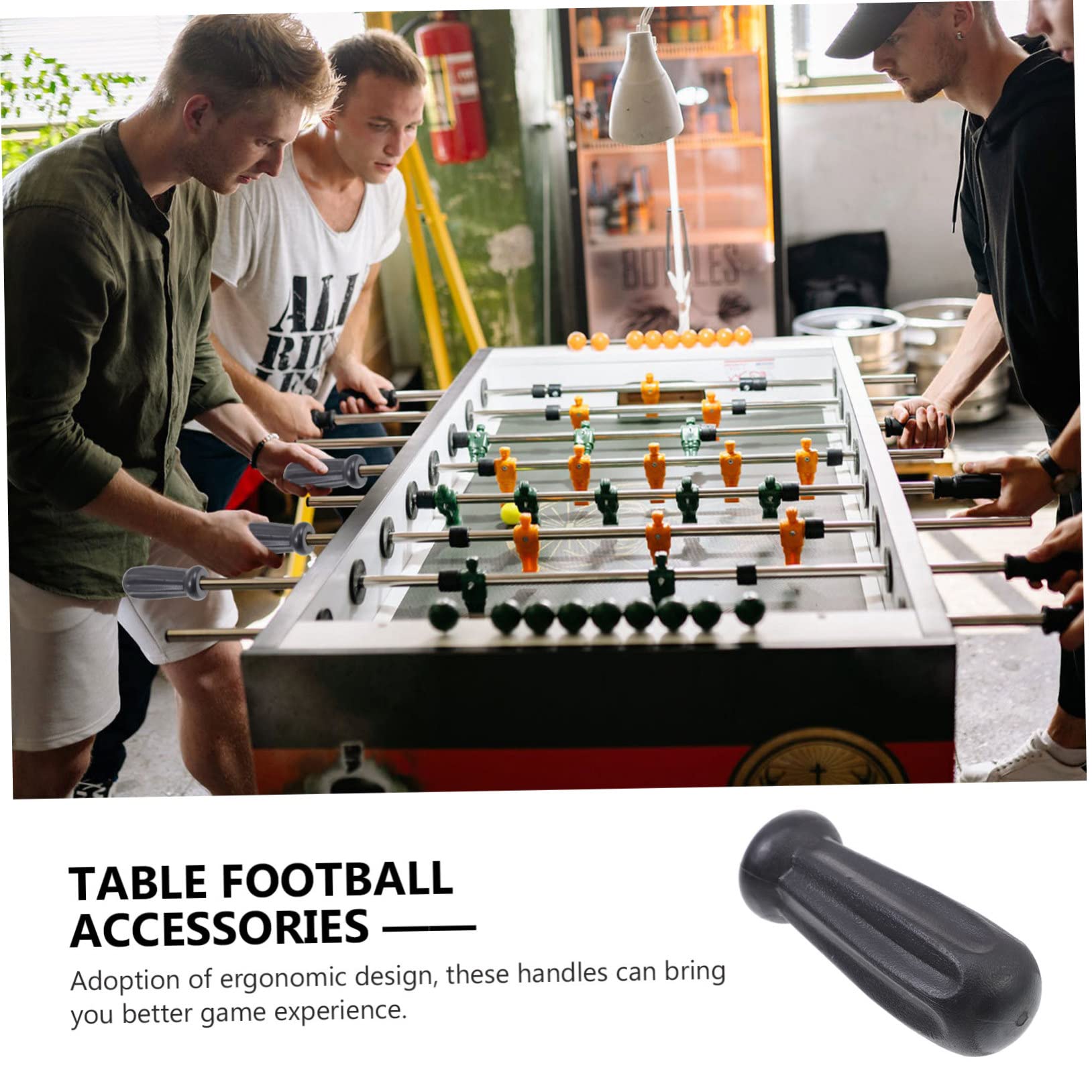 Empuñaduras de Futbolín de Plástico Negro, 8 Piezas | Agarres Ergonómicos Antideslizantes para Mesa de Fútbol de Repuesto, Compatibles Mayoría de Futbolines, Superficie Lisa
