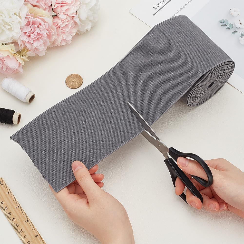 BENECREAT 4.37 Yards (4 m) Nastro elastico grigio pesante 10 cm doppio tessuto elastico in twill per la cintura dei pantaloni di vestiti, parrucche, gonne, progetti fai da te