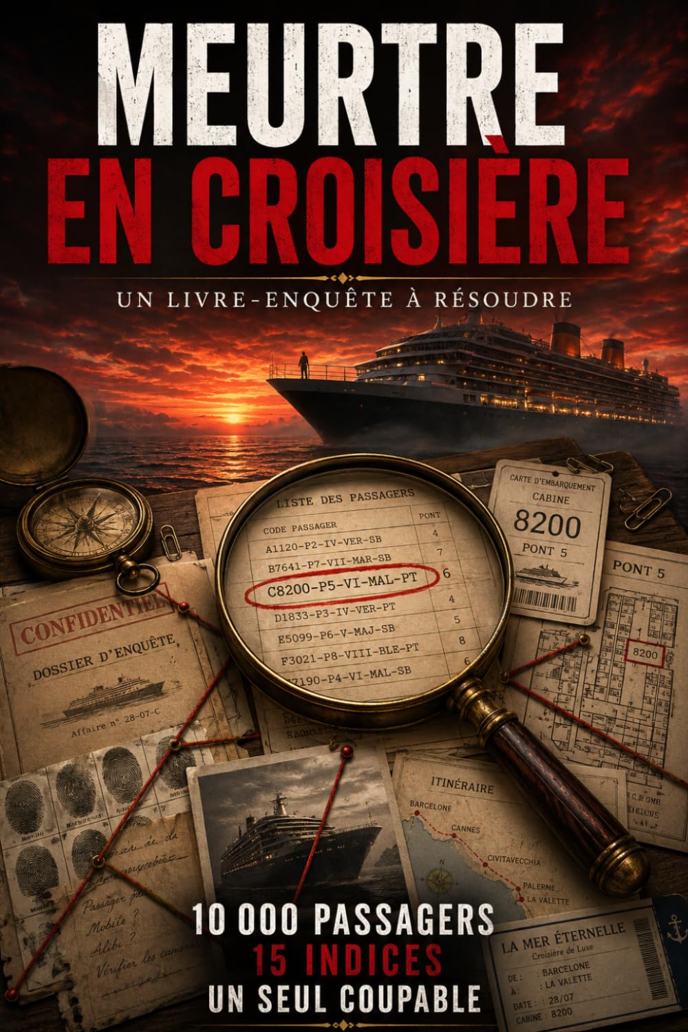 Meurtre en Croisière: 10 000 passagers, 15 indices et 1 seul coupable à démasquer | Livre-enquête criminelle à résoudre au stylo