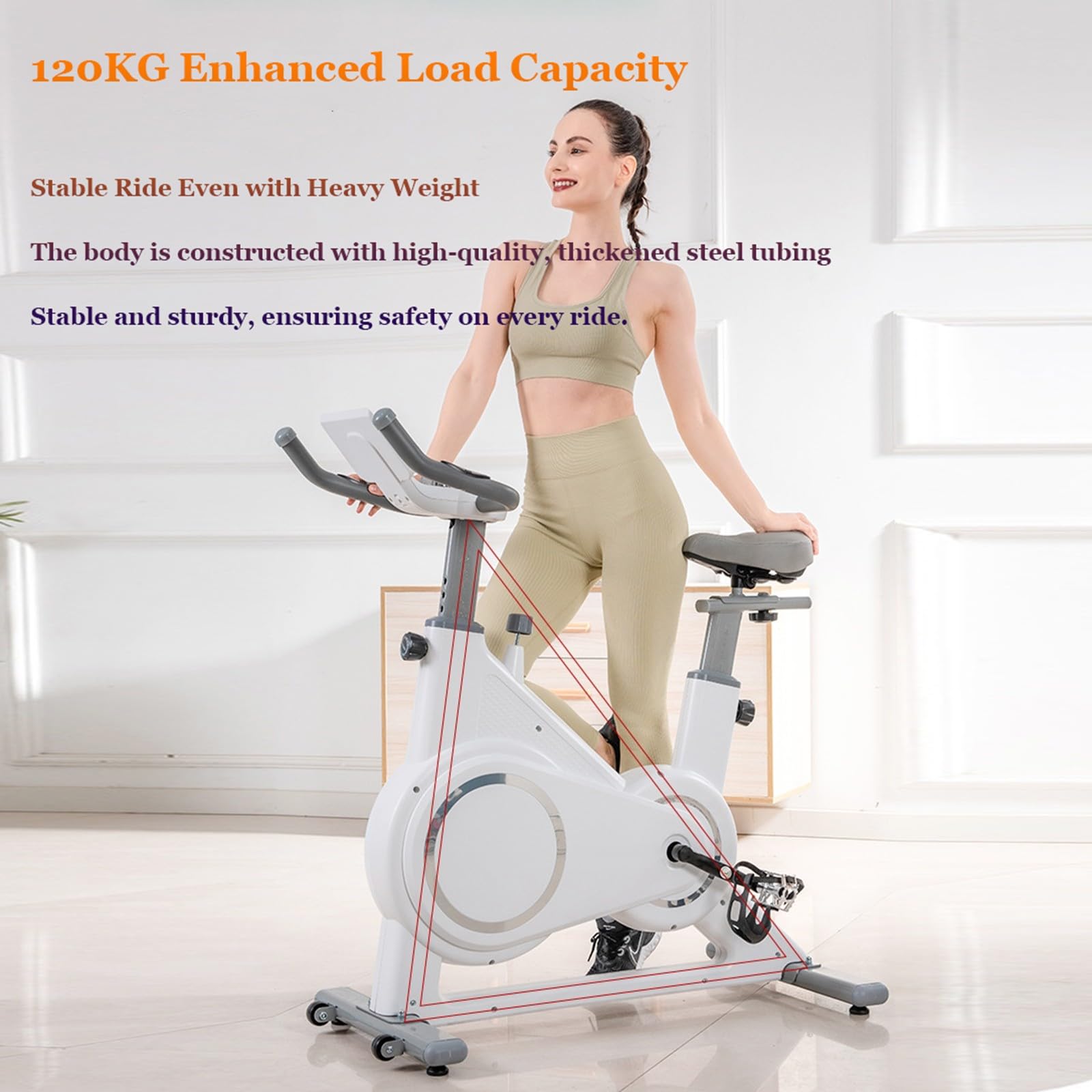 Rowery spiningowe do użytku domowego, cichy rower treningowy do siłowni, rower treningowy, sprzęt fitness do domu, do 120 kg, odpowiedni dla dorosłych czarny, 115 x 53 x 110 cm