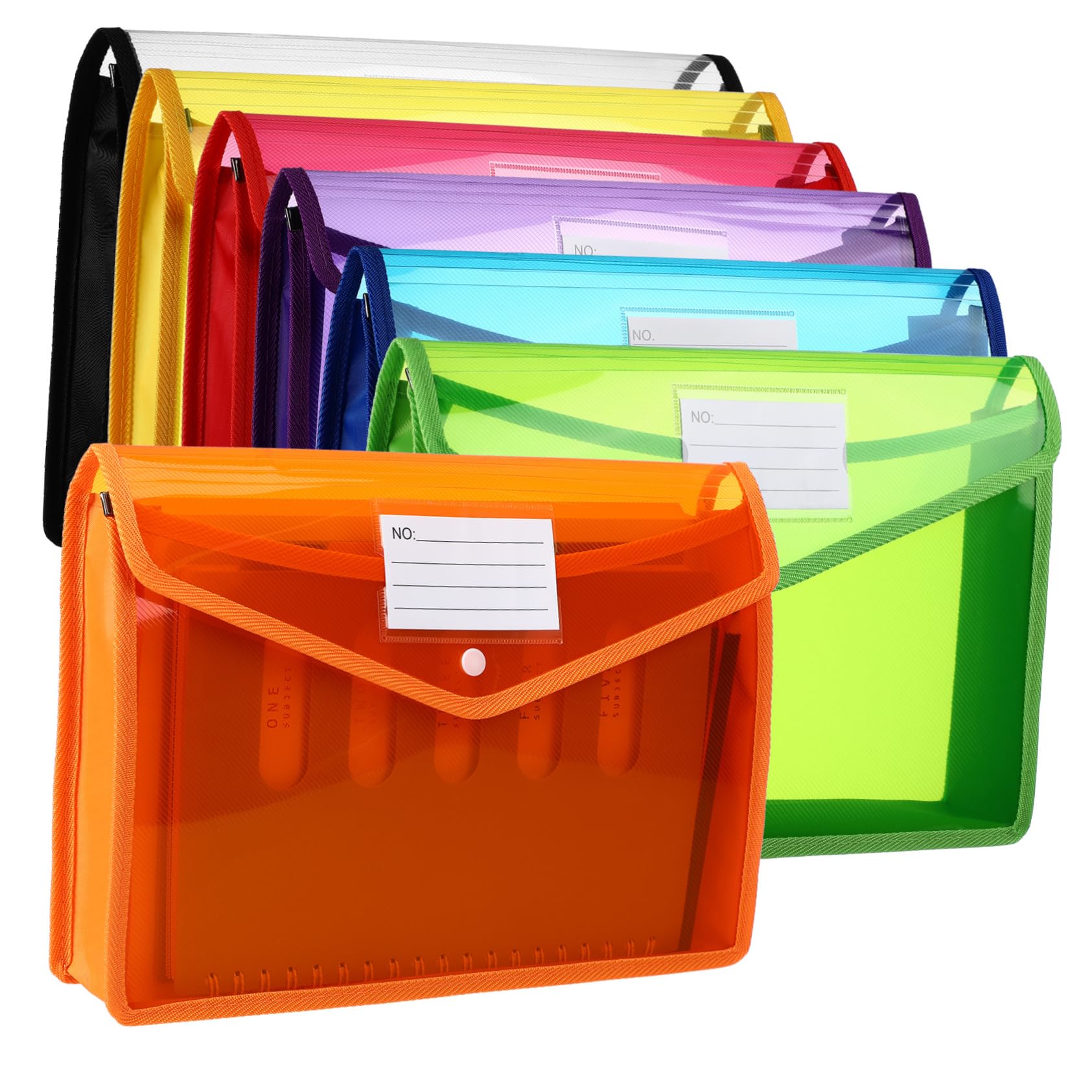 7pezzi Buste in Plastica Trasparenti con Bottone Formato Organizer per Documenti Buste per File per Ufficio Scuola e Uso Domestico