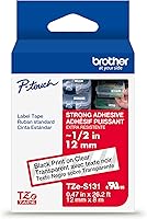 Vista 12 de Brother P-touch TZe-M31 Cinta laminada de primera calidad con impresión en negro mate, 12 mm (0.47”) de ancho x 8 m (26.2’) de largo, TZEM31