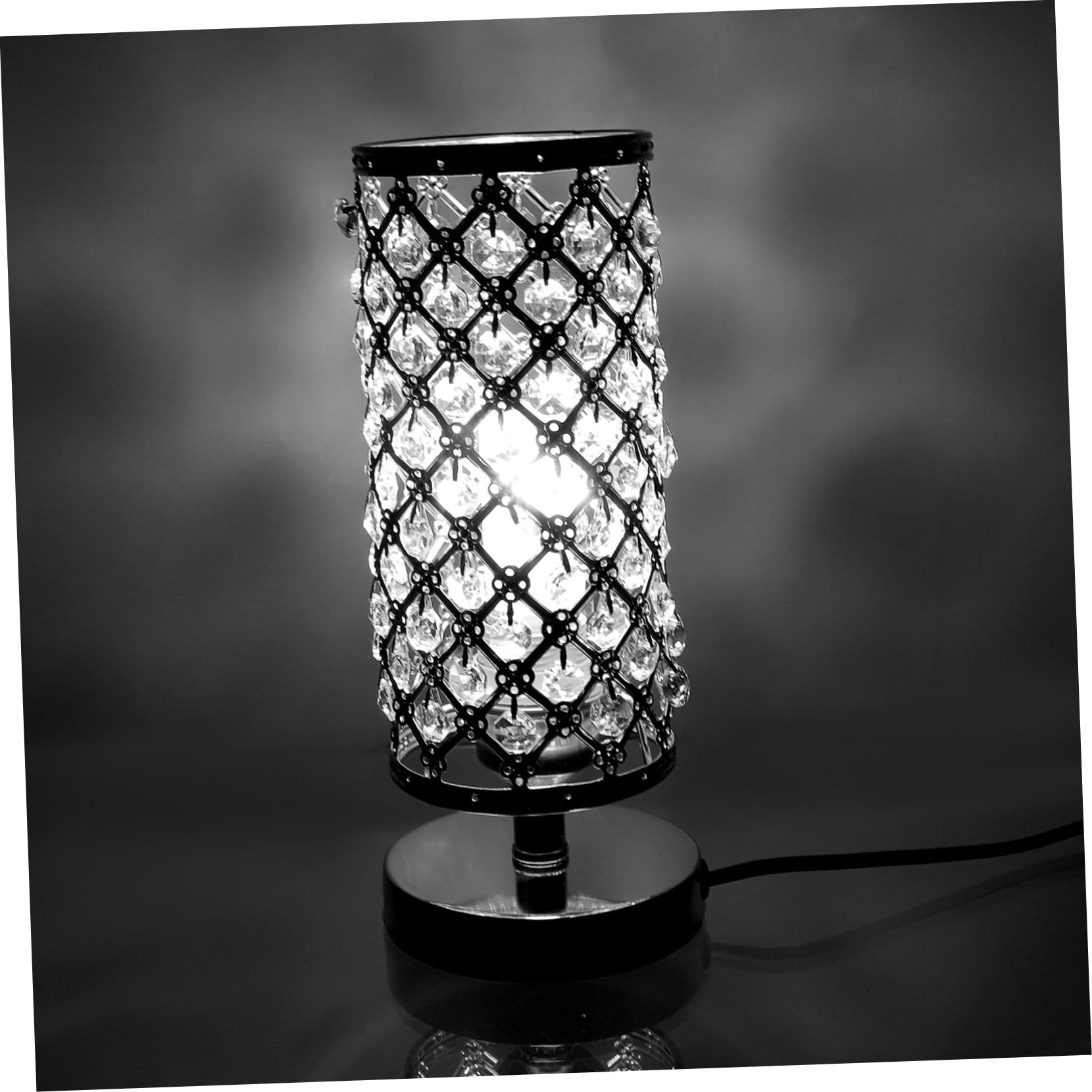 DOITOOL Lámpara de Mesa Decorativa de Cristal Plata Iluminación para Bares y Hogares, Diseño Exquisito y Ambiente Romántico