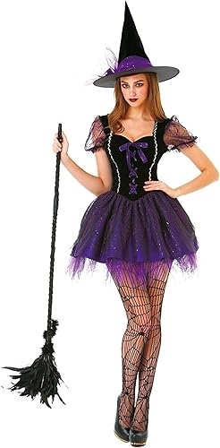 Wicked Witch - Disfraz de Halloween para mujer, vestido de mago femenino, sombrero, Multicolor
