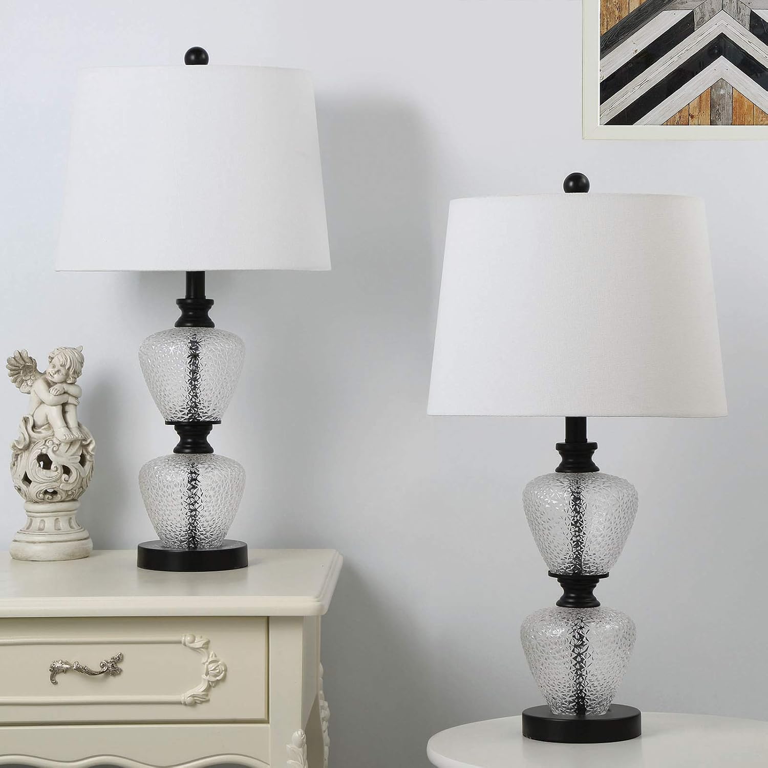 Free Shipping 🛒 Maxax Traditional Table Lamps Set of 2, Glass Beside Lamp for Living Room Bedroom Office Family, Black Finish Super Deal Product Maxax Traditional Table Lamps Set of 2, Glass Beside Lamp for Living Room Bedroom Office Family, Black Finish