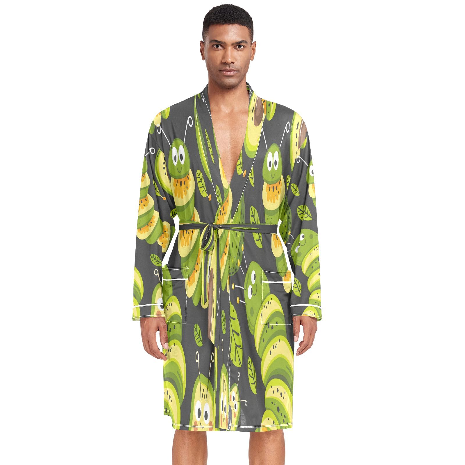 Albornoz ligero para hombre, albornoz de spa, dibujado a mano, caricatura, aravocado, sencillo