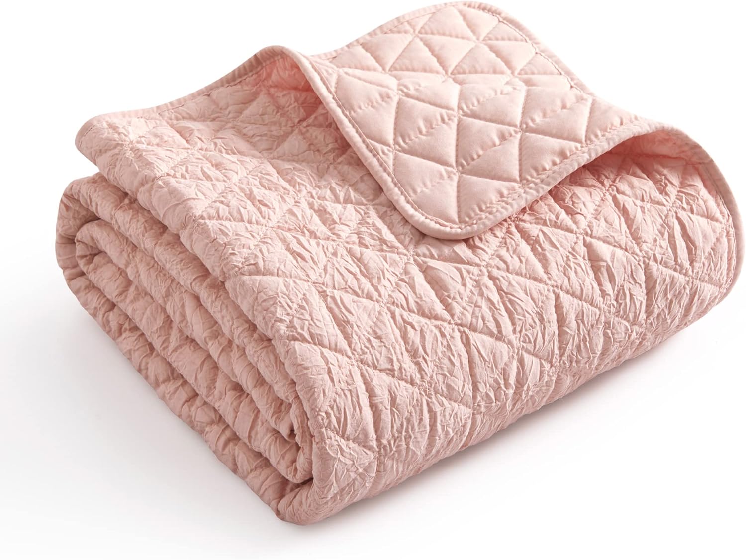 homthreads by Levtex Home - Rowan - Throw 50x60in.- Diamond Quilted - Blush Crinkle - Polyester