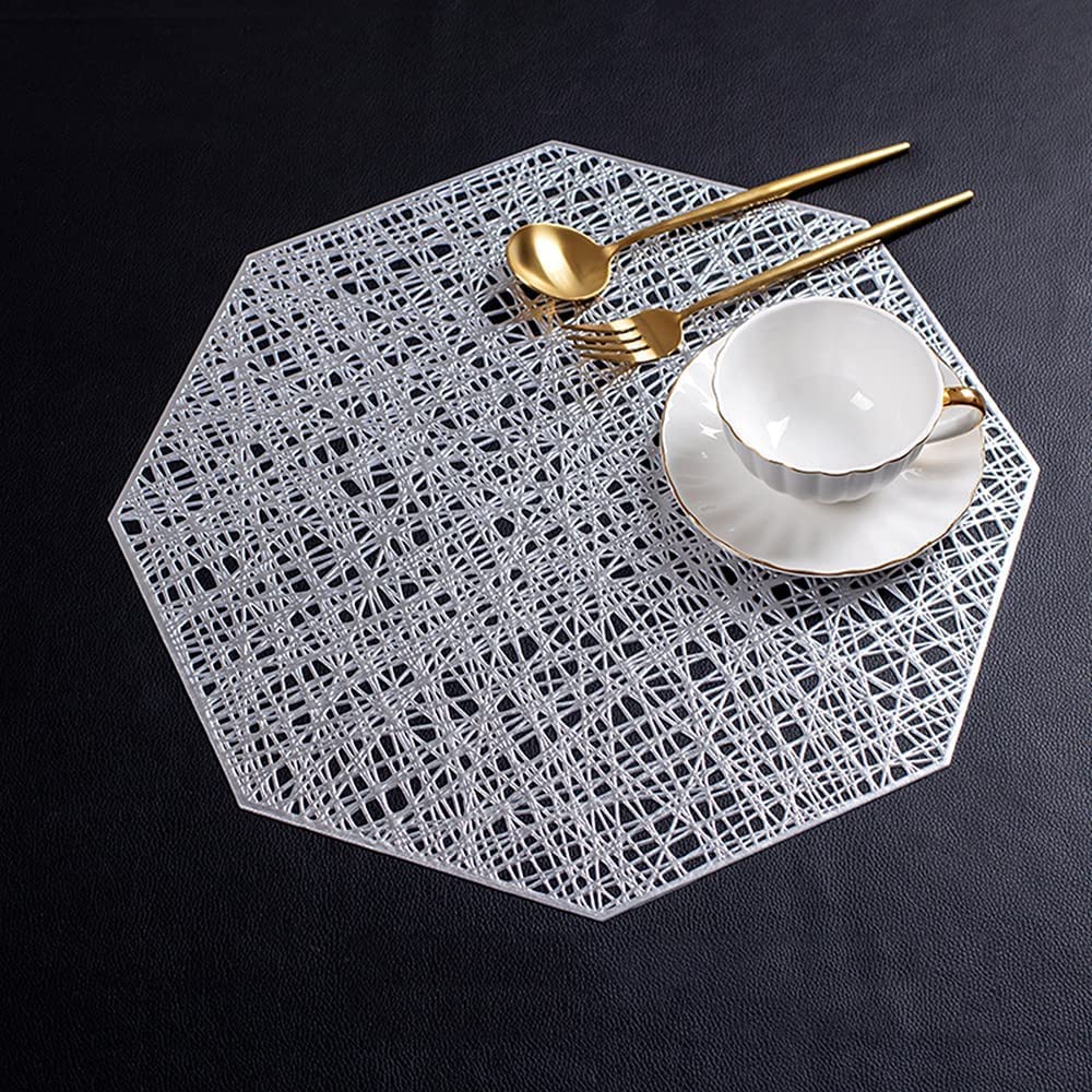 Placemat for Dining Table/Beautiful Design Mat for Bed-Side/Center Table/Shelves - Pack of 1 (Golden Octagon Mat) — Amazon image 14