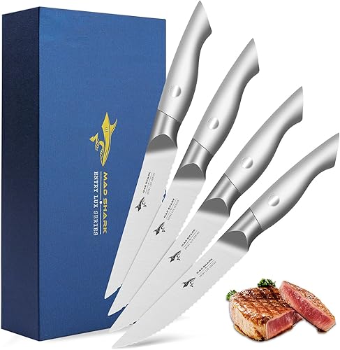 Cuchillos para carne, juego de 4 cuchillos para carne, juego de carne dentada de 5 pulgadas para una experiencia gastronómica excepcional