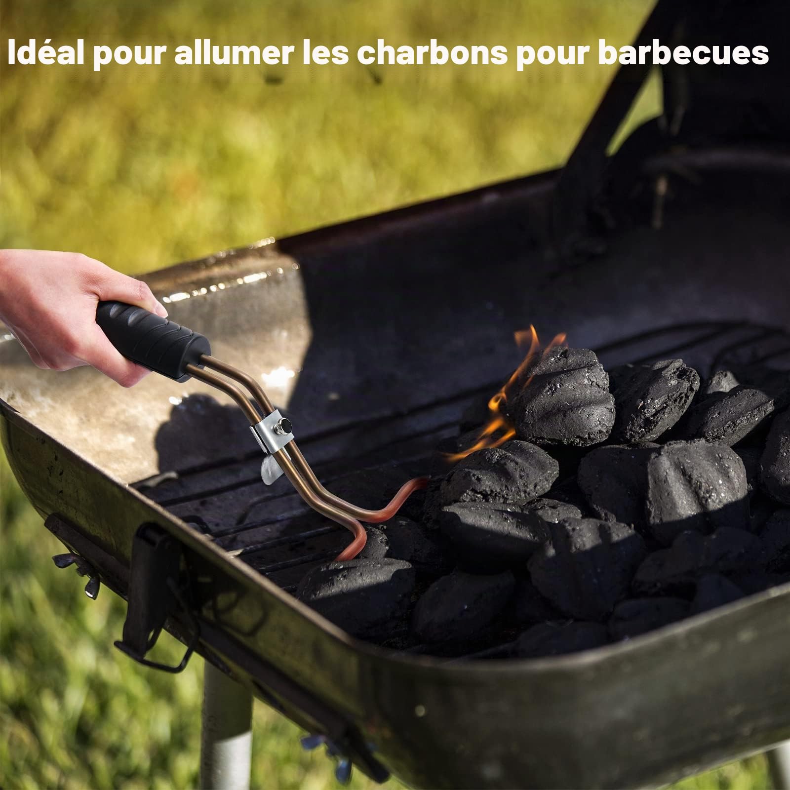 Kitosun Allume électrique pour Charbon et Briquettes - Allumage Simple et Rapide des Barbecue Briquettes - Pas d'étincelles ni de Flammes - Éléments de Bobine en Acier Inoxydable 304 (700 W)