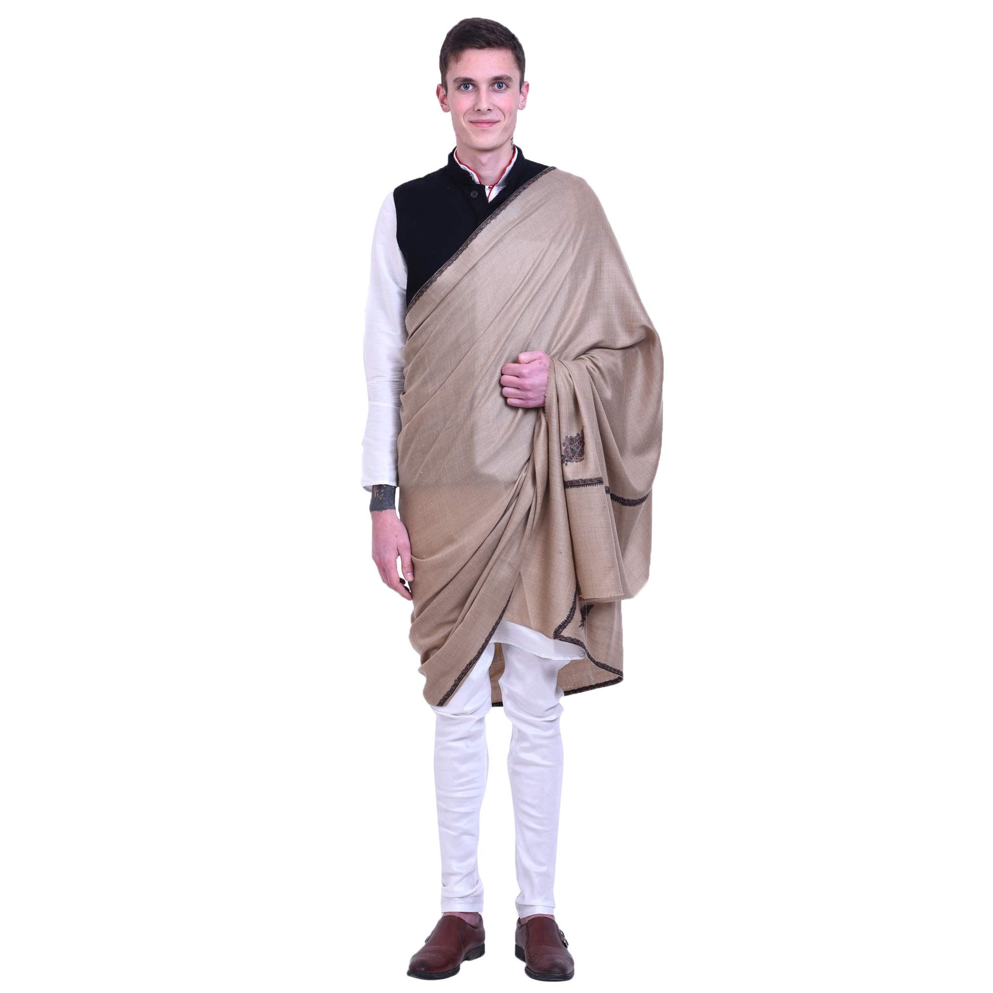 Men's Kashmiri Hand Embroidered Pure Wool Shawl-image-26