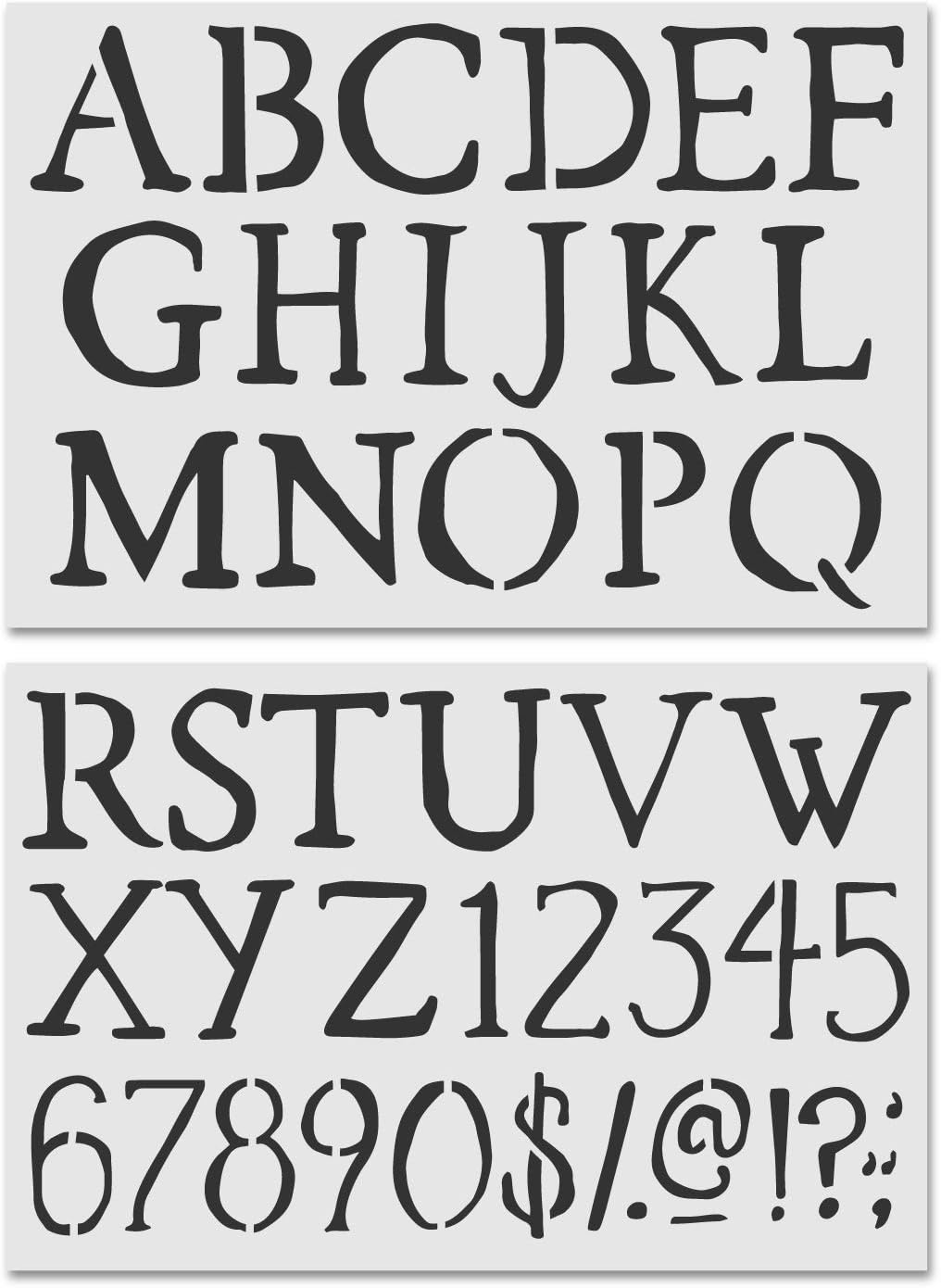 Stencil Stop Rustic Letters and Numbers Stencil Kit for Painting & Tracing, All Letters - 14 Mil Mylar Plastic (Alphabet Stencil Kit for Painting & Tracing)