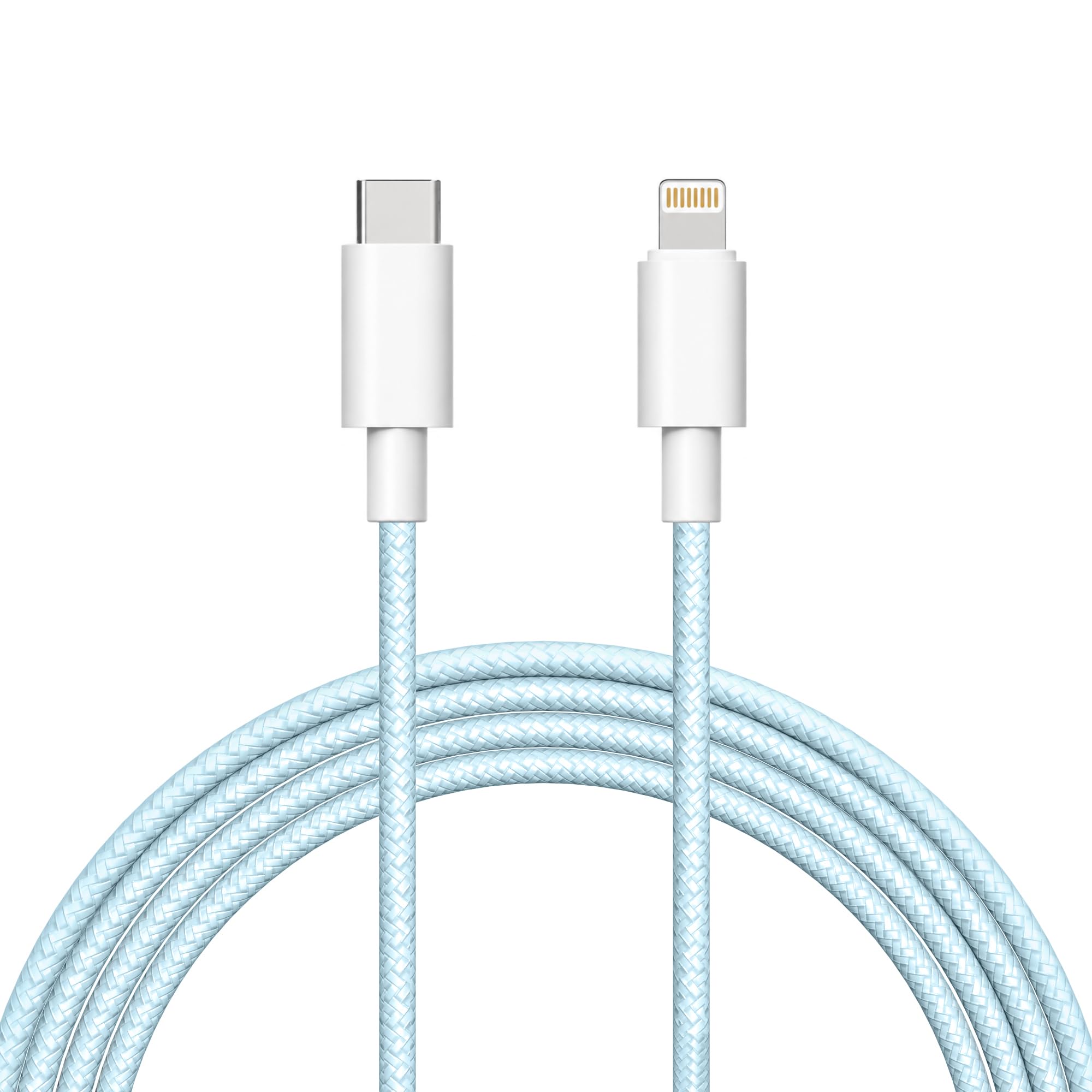 Sounce 27W USB-C to Lightning Nylon Braided Cable 1.2M | PD Fast Charging & 480 Mbps Data Sync | Tangle Free | Compatible with iPhone, iPad, AirPods & iMac | Blue-image-1