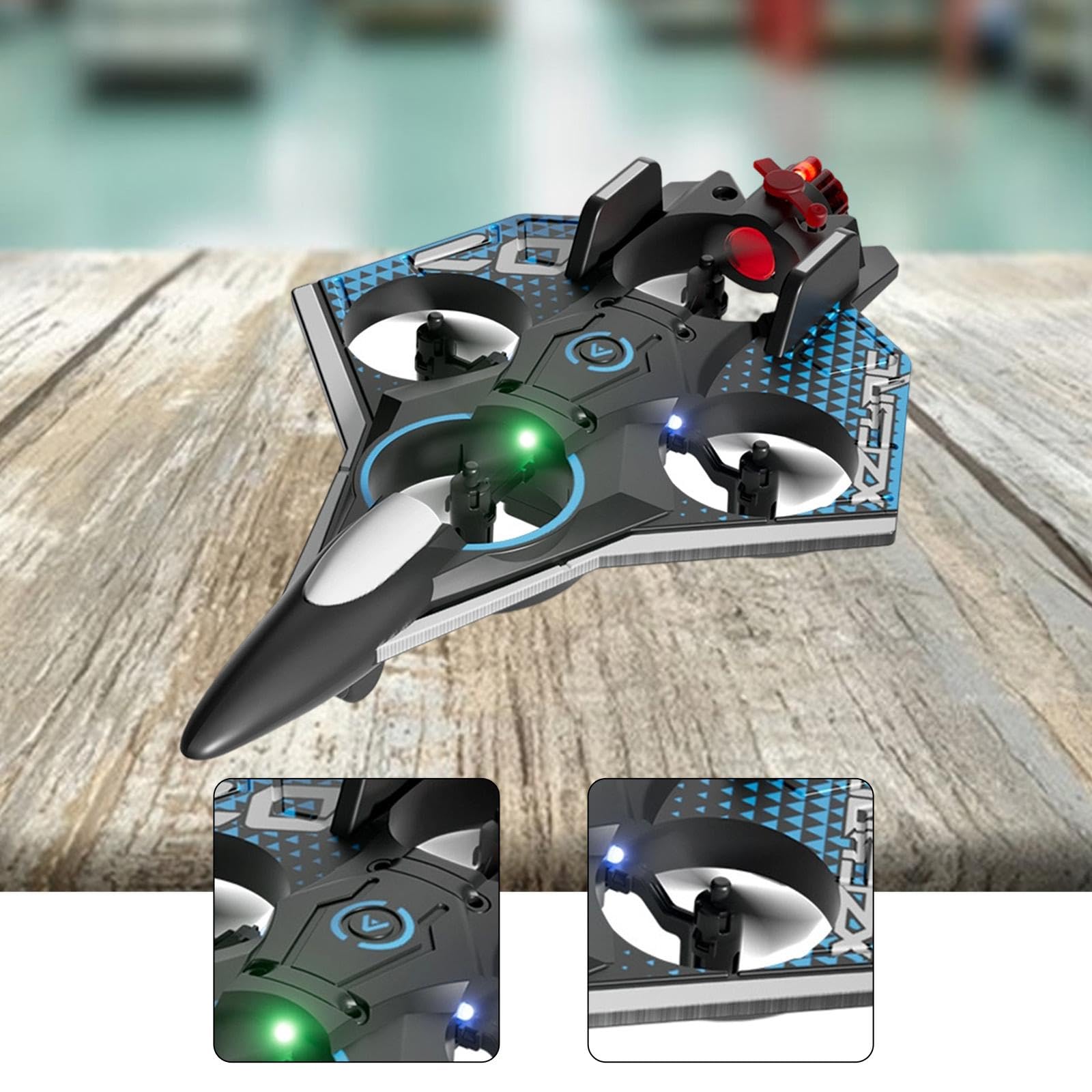 TISHITA RC Plane Avión Planeador Teledirigido de Espuma Liviana con Maniobras 360 Grados Y Luces Led Apto para Entrenamiento de Regalo para Principiante, Azul
