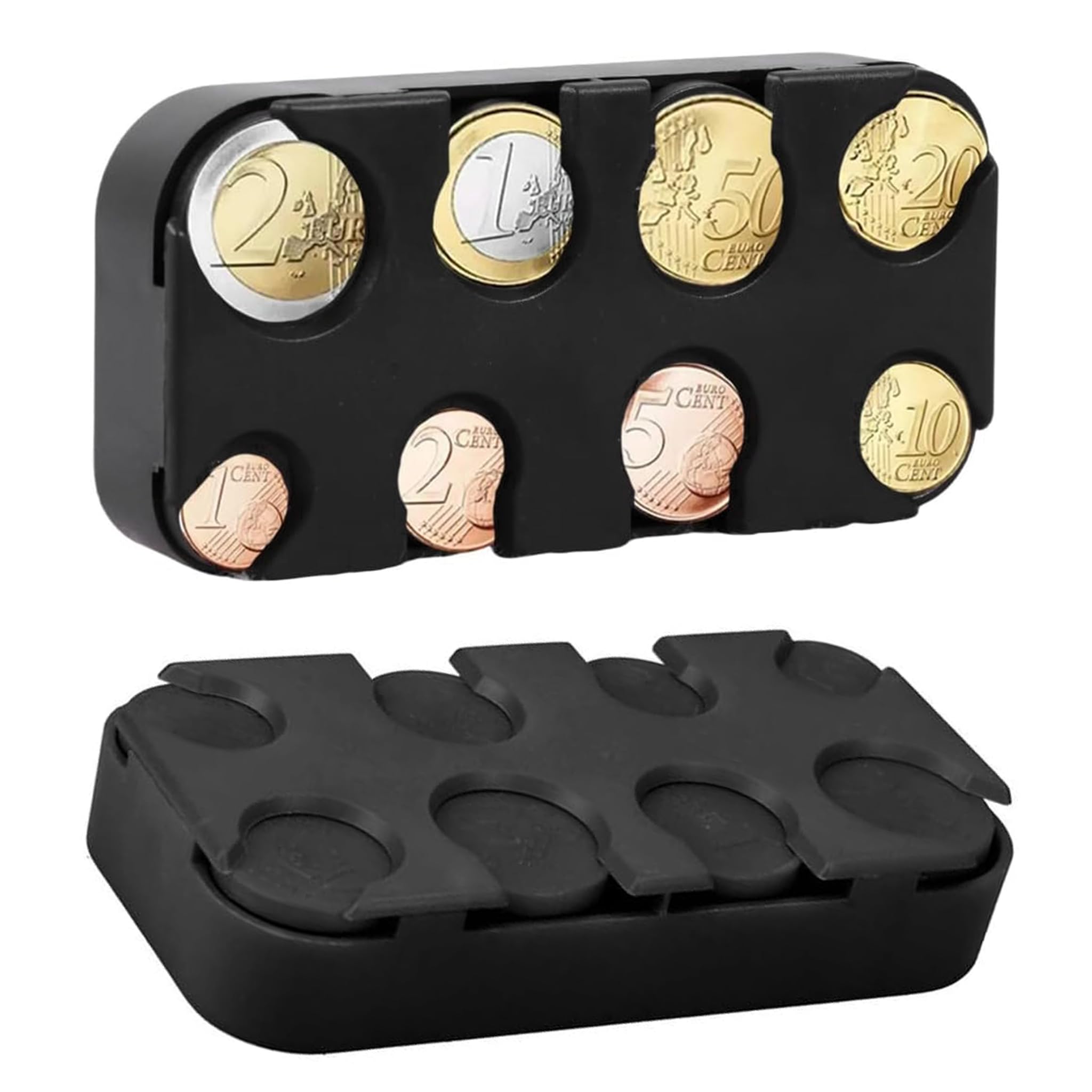 MOLIMOLI Clasificador Monedas Coche Portamonedas 8 Compartimentos Euro Almacenamiento Plástico