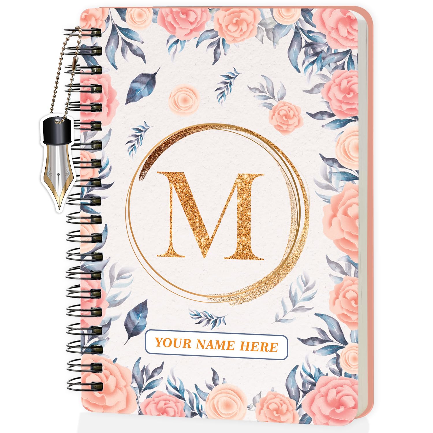 Jhingalala Diaries - A5 Hardbound Initial Letter M Wiro Notebook Diary with Customise Name I Personalise Spiral Notebook With Planner and Calendar 2024 I 160 Undated Ruled Pages (Initial M)