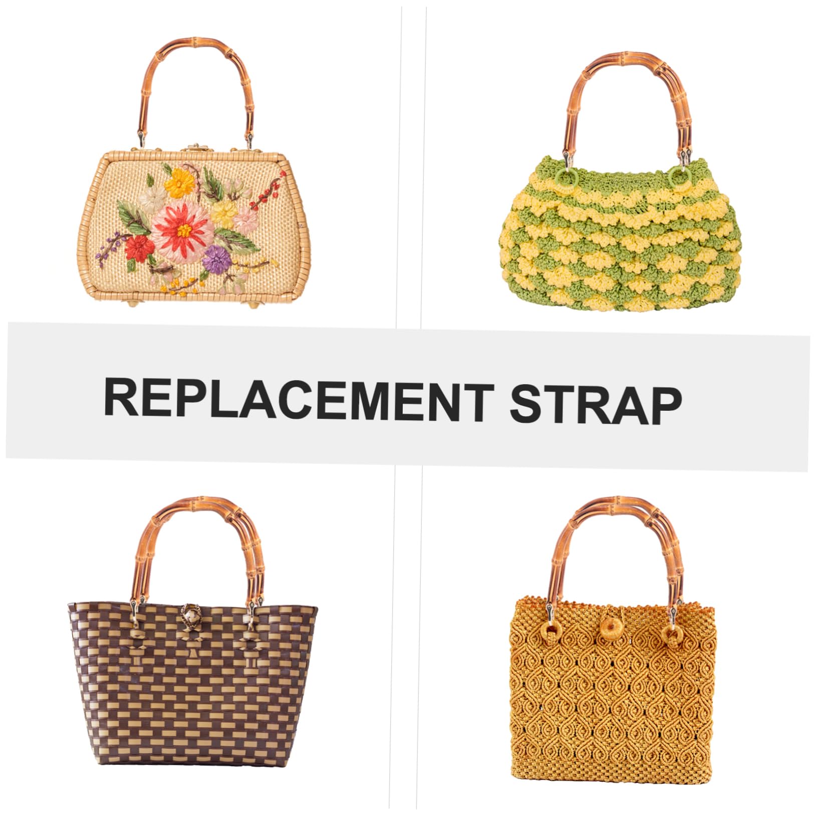 SEWACC 3 Series Asas De Mano Diy De Bambú Para Bolsos Reemplazos De Mango Para Clutch De Instalación Rápida Costuras Diseño Moderno Y 2 Piezas X 3
