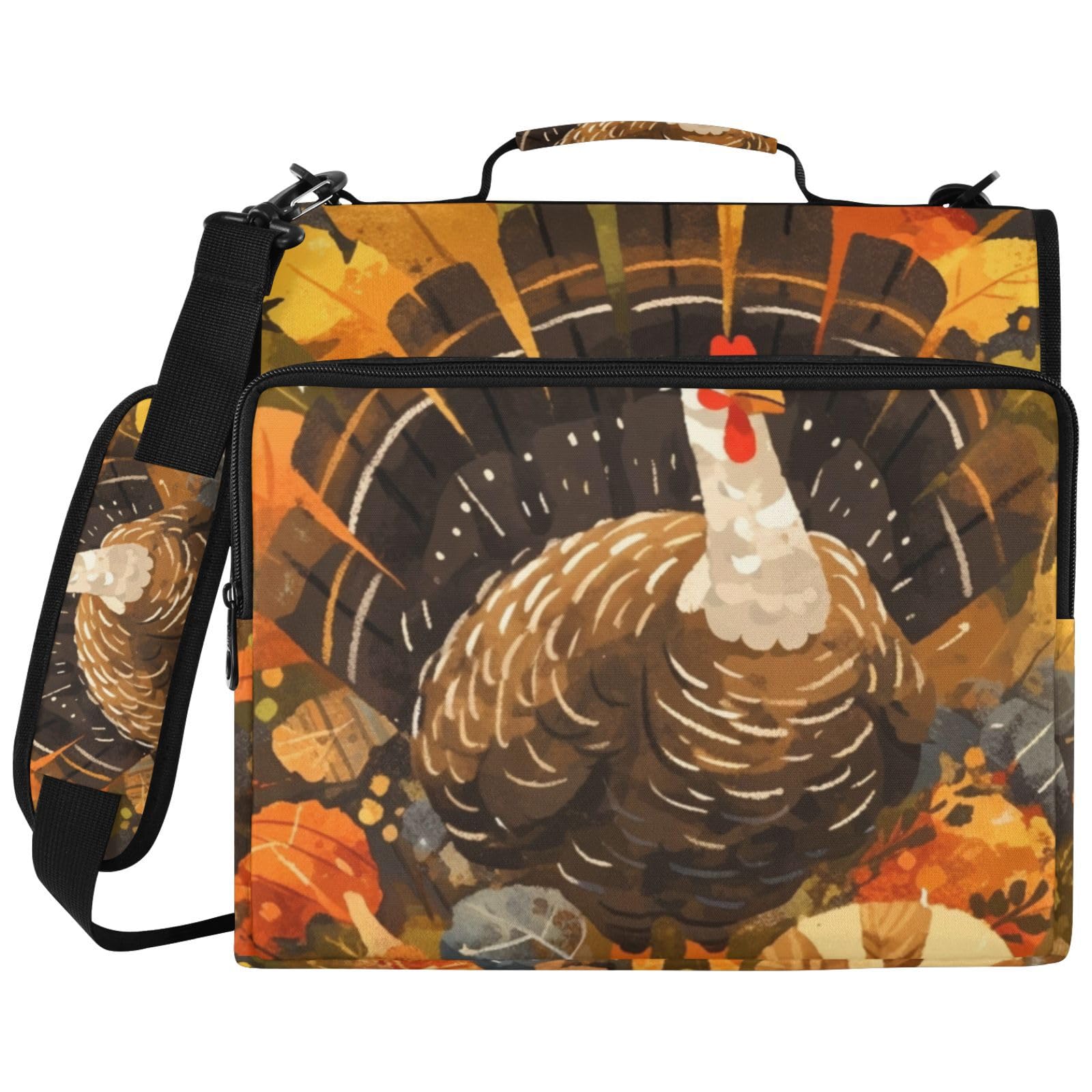 Autumn Turkey Welcome Art - Carpeta de 3 anillas con cremallera