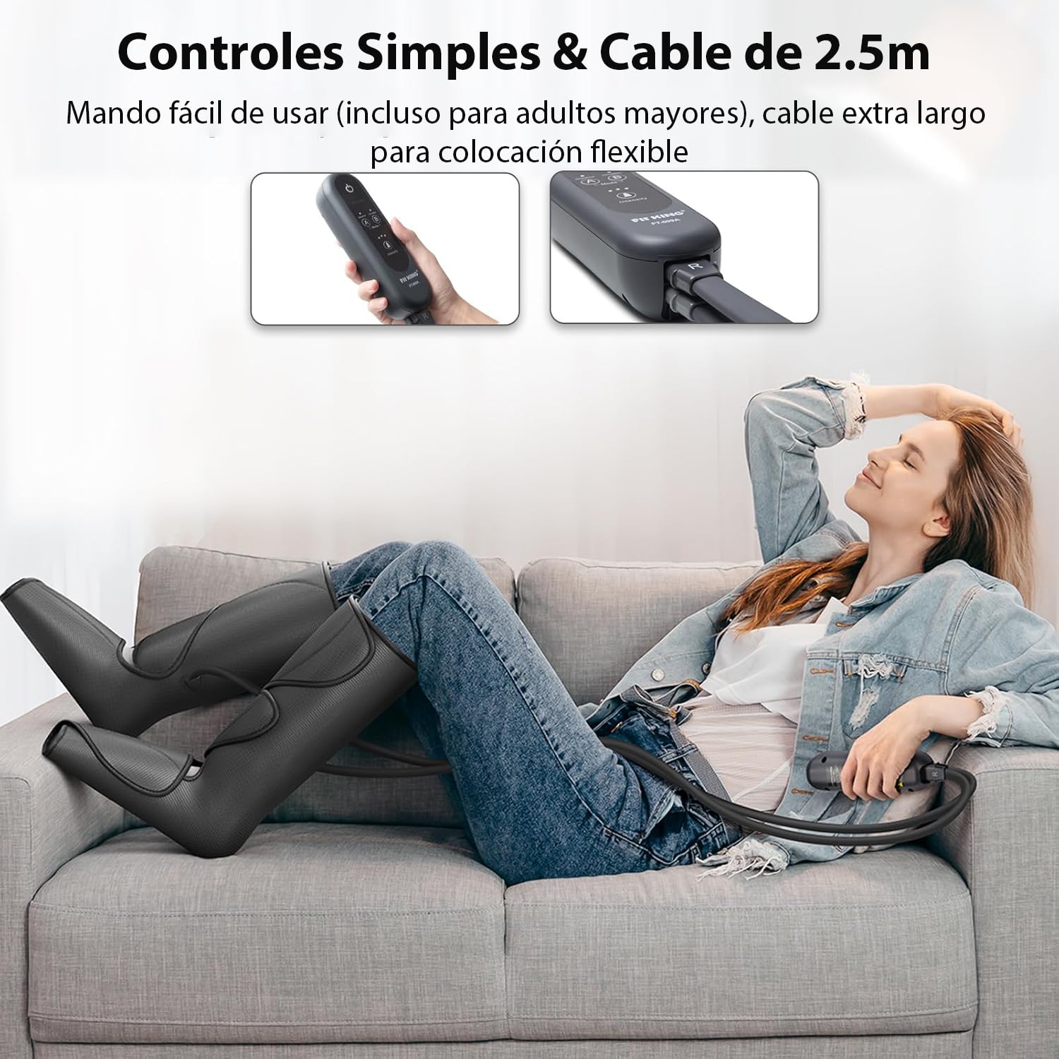 FIT KING Presoterapia para Casa Masajeador de Piernas para el Dolor y la Circulación Botas de Presoterapia Máquina de Compresión de Piernas Masajea Ayuda con la Hinchazón y Alivia el Dolor