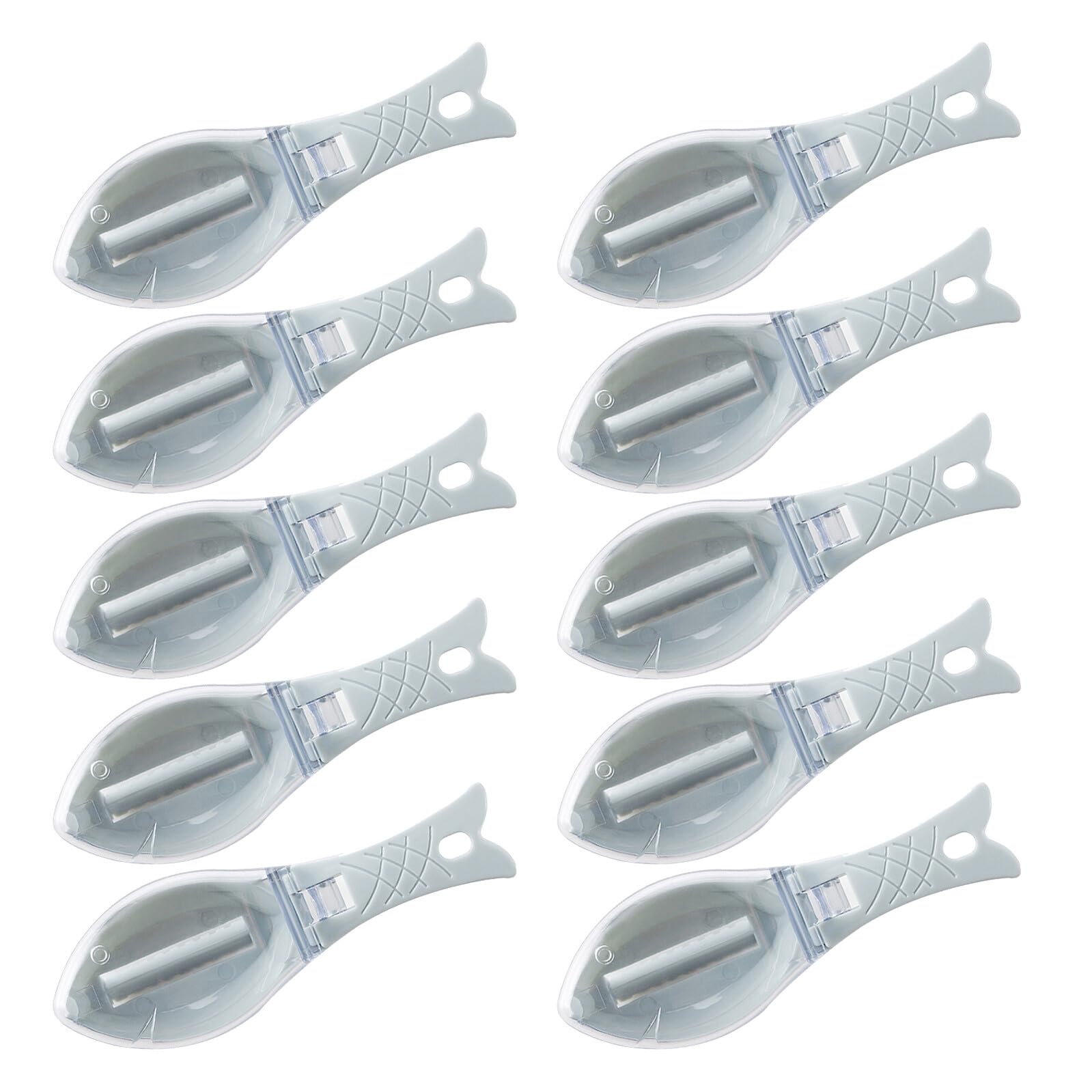 Set da 10 Pezzi Raschietti Manuali per Rimozione Squame di Pesce con Coperchio Strumento Portatile per Pulizia Pesce in Cucina Domestica e Ristoranti Design Ergonomico per Uso