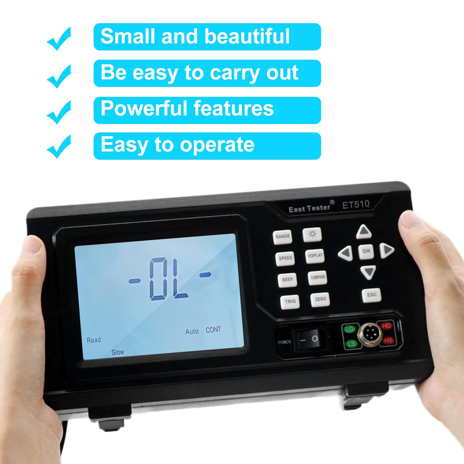 East Tester ET510 DC Probador de baja resistencia Medidor miliohmios portátil microresistencia Corriente continua