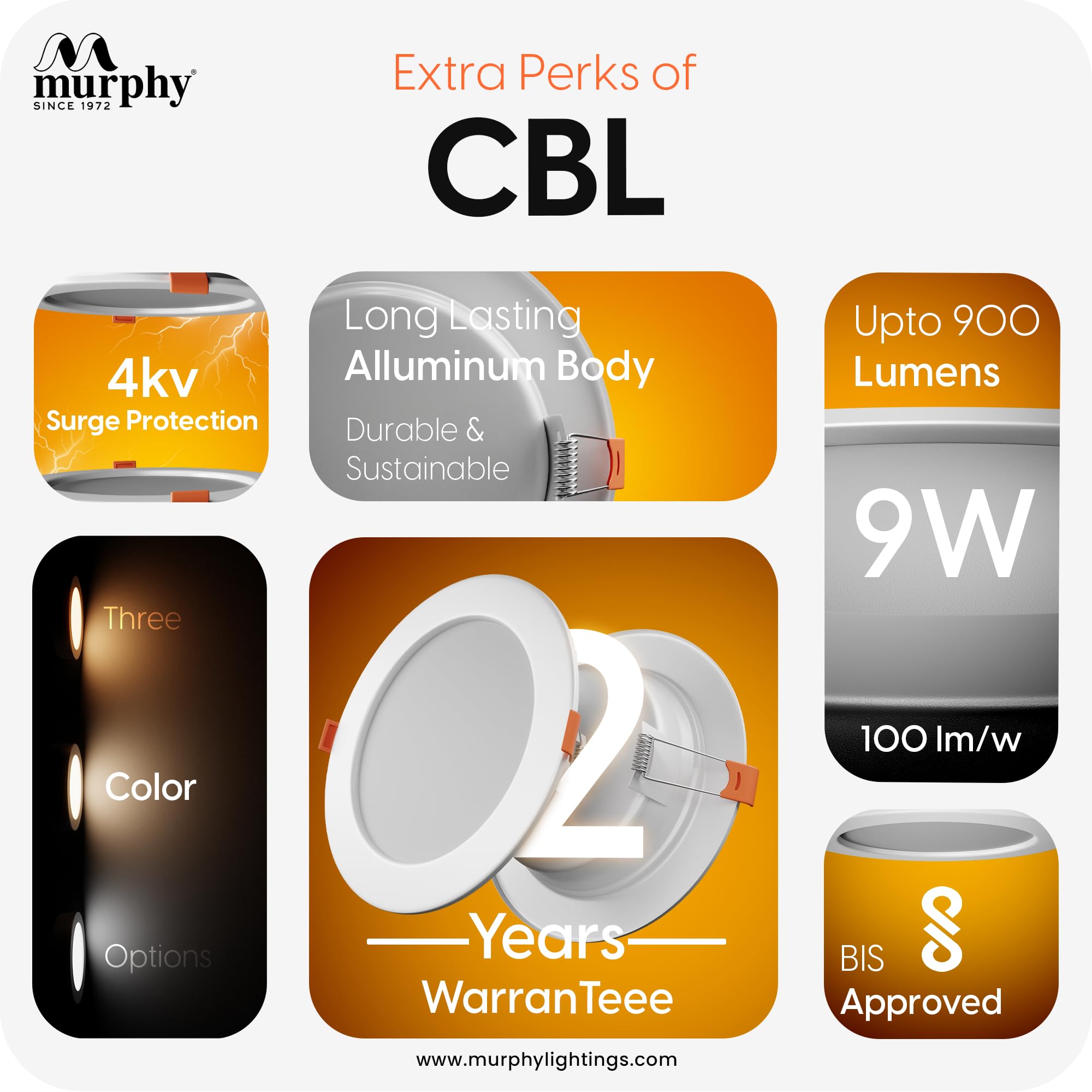 Murphy 9W LED Cool White CBL Round Panel Conceal Box Down Light, Pack of 6 2