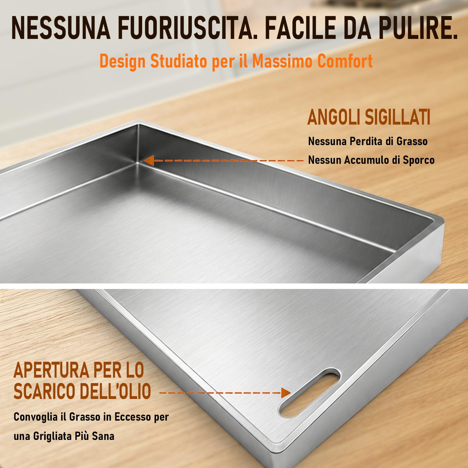 Set di Plancha in Acciaio Inox da 4 mm, 40 x 30 cm, con 5 Pezzi di Utensili per Barbecue, Spatola Inclusa, Stabile e senza Deformazioni, Adatta per Barbecue a Gas e a Carbone.