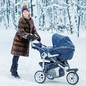 SPRING PARK Lamb Wool Stroller Hand Muff, Winter Anti-Freeze Gloves For