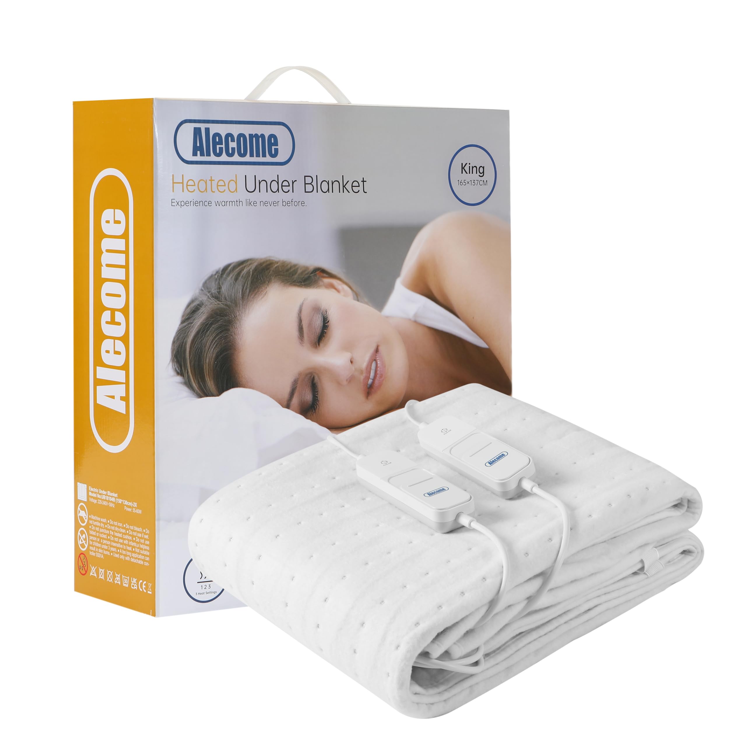 Luxury Fleece Heated Fitted Mattress Underblanket, Cover, Auto-Cut, Dual Controls, 3 Heat ...