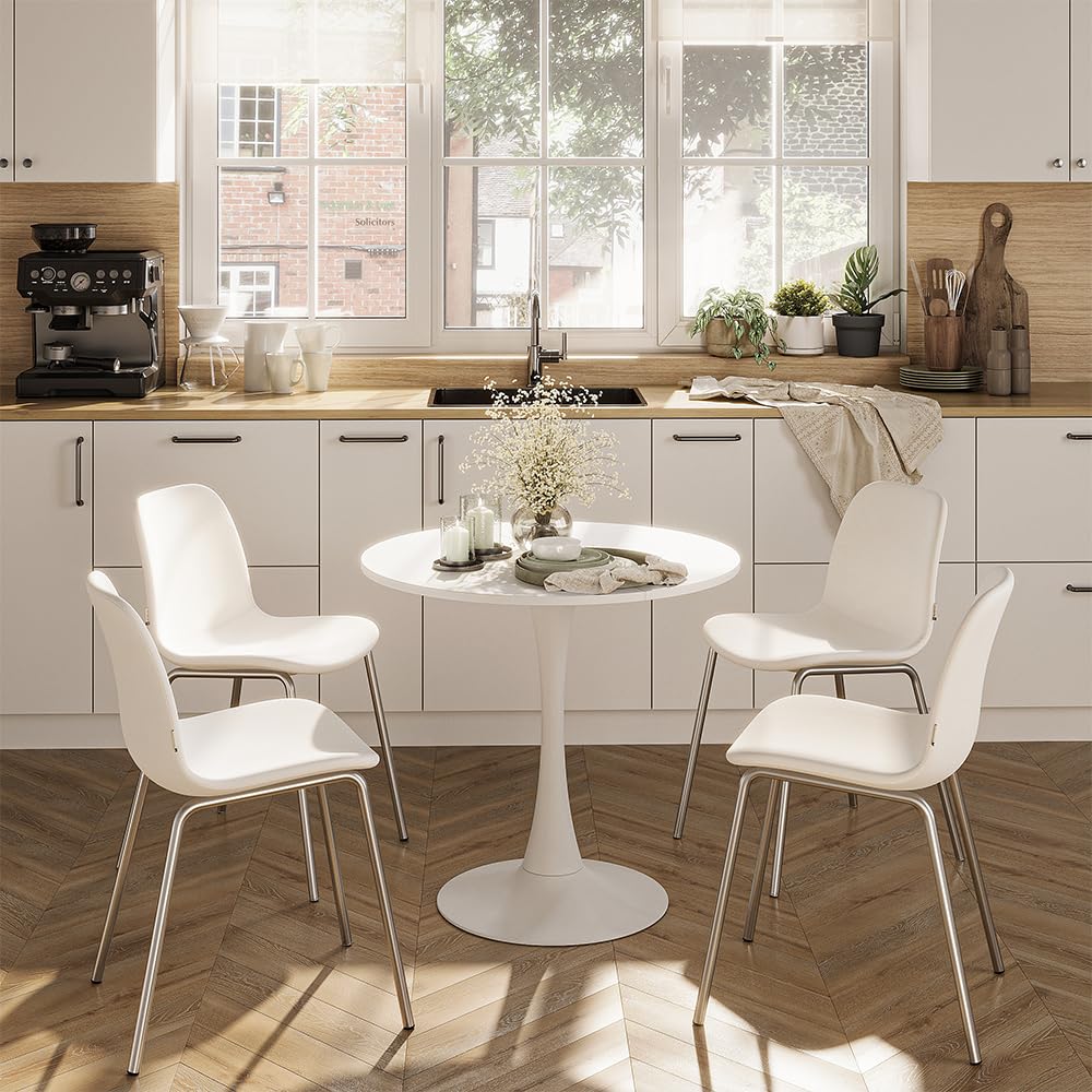 Vicco Mesa de Comedor Carl, Blanco, 80 x 80 cm | ahorra espacio para habitaciones pequeñas y montaje sencillo