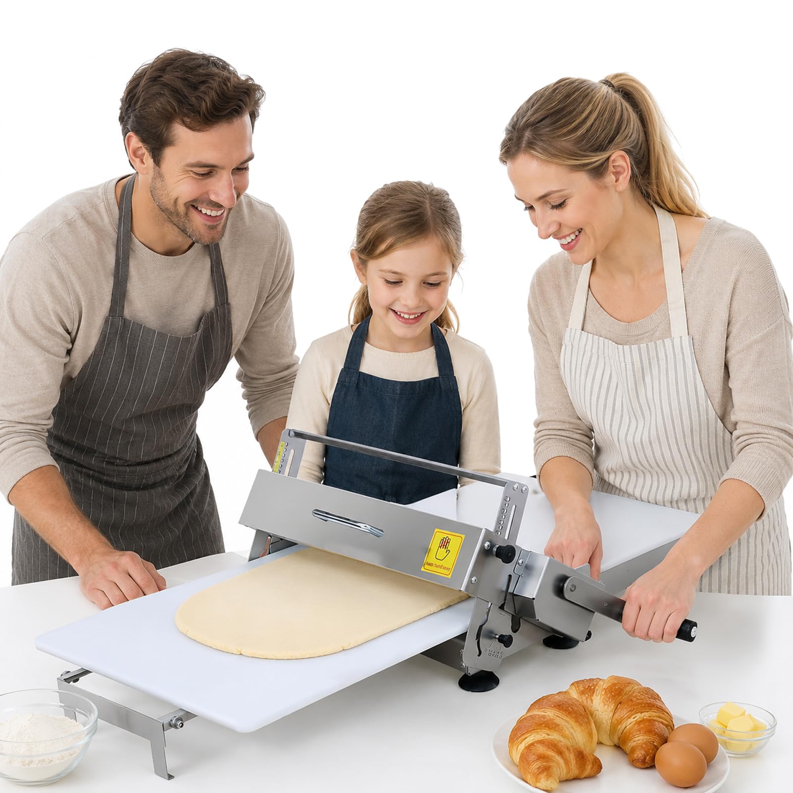 Huachorial Folding Dough Sheeter with Sheeter Boards, Stainless Steel, Adjustable Thickness, Manual Dough Roller Machine for Pizza, Croissants, Pastry & Fondant, Table Top Design