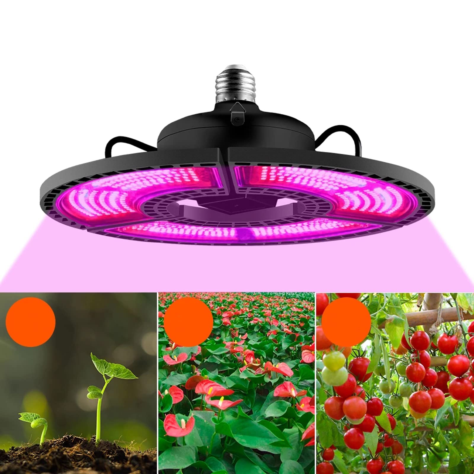 Kryty E27 Pełne spektrum 100W-288 Diody LED Oświetlenie LED do uprawy, wodoodporne światło do wzrostu roślin z czerwonym i niebieskim widmem, dla roślin Ciepłe białe diody LED Namiot do uprawy