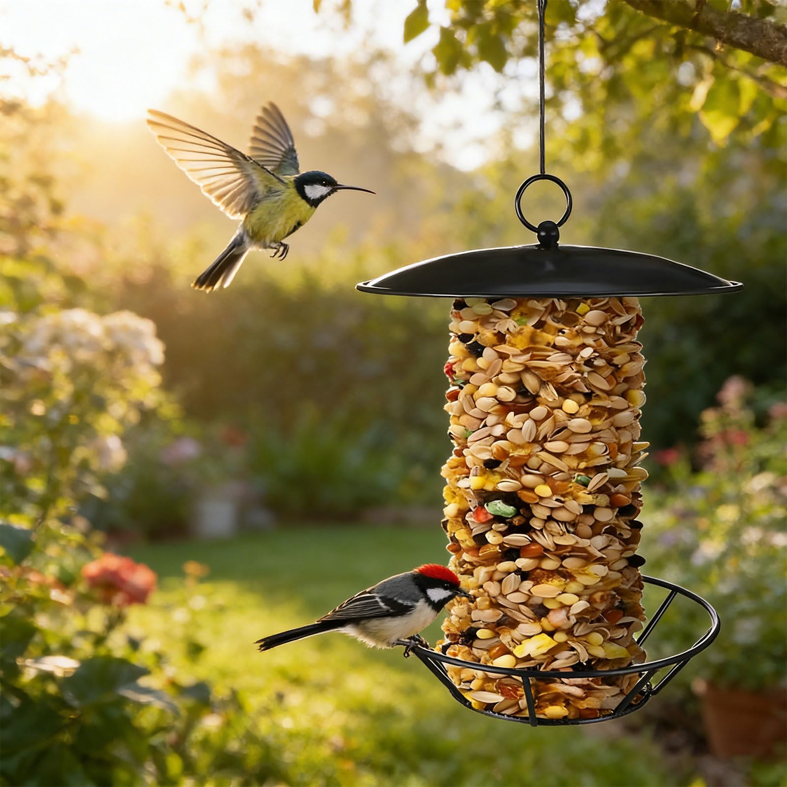 De 2 comederos para pájaros Colgantes de Gran Capacidad, Espacioso alimentador para observación de Aves, para Amantes de Las Aves ocupadas, alimentador de Vida Silvestre